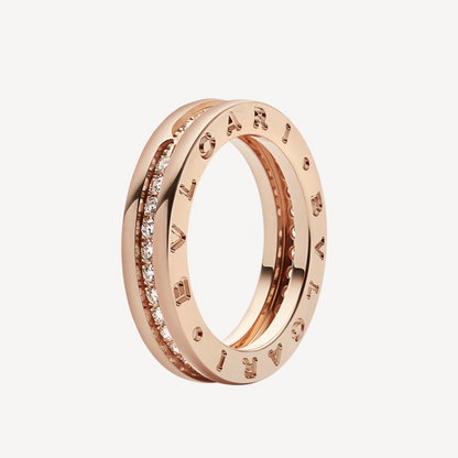 [✨Rose💎] ZERO 1 BAGUE EN SPIRALE AVEC DIAMANTS PAVÉS À UNE SEULE BANDE