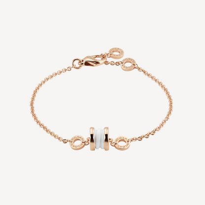 [✨Rose💎]BRACELET ZERO 1 EN OR ROSE DOUX ET CÉRAMIQUE BLANCHE