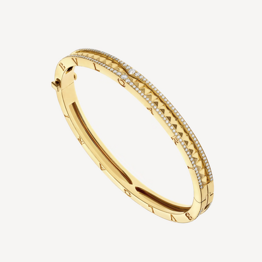 [✨Rose💎]ZERO 1 SPIRAL AND PAVED DIAMOND GOLD BRACELET