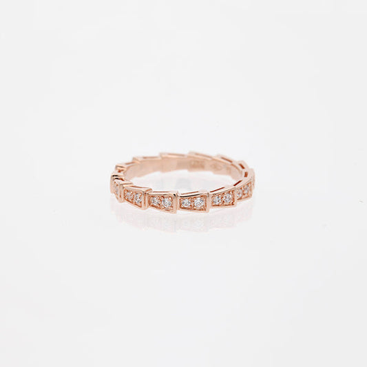 [✨Rose💎]SERPENTI RING PINK GOLD DIAMOND PAVED 3MM