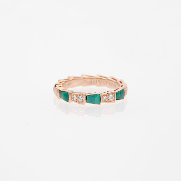 [✨Rose💎]BAGUE SERPENTI OR ROSE MALACHITE DIAMANT 3MM