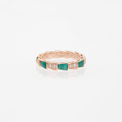 [✨Rose💎]BAGUE SERPENTI OR ROSE MALACHITE DIAMANT 3MM
