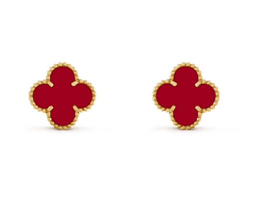 [Rose Jewelry] CLOVER 20MM RED AGATE EARRINGS