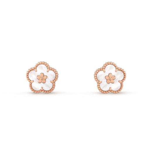 [✨Rose💎]LUCKY PINK GOLD WHITE MOP EARRINGS