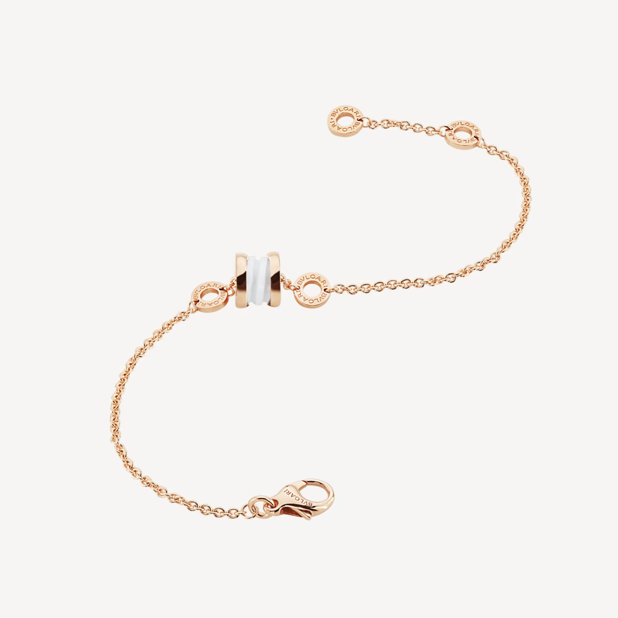 [✨Rose💎]BRACELET ZERO 1 EN OR ROSE DOUX ET CÉRAMIQUE BLANCHE