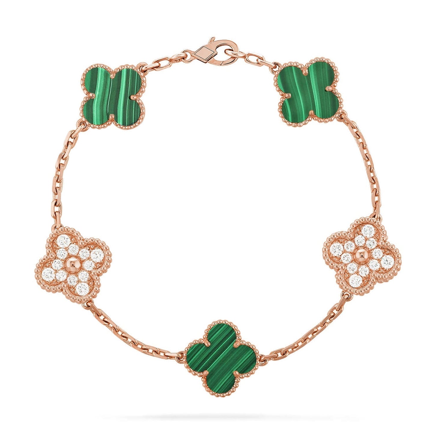 [✨Rose💎] CLOVER 5 MOTIF MALACHITE BRACELET COLLECTION
