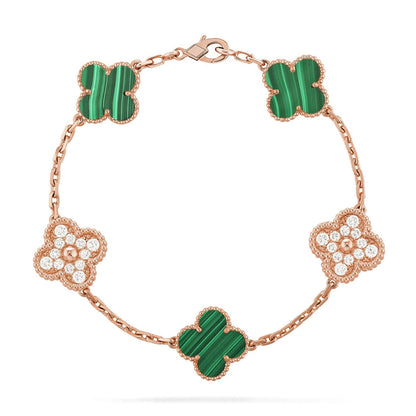 [✨Rose💎] CLOVER 5 MOTIF MALACHITE BRACELET COLLECTION