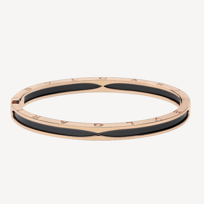 [✨Rose💎]BRACELET ZÉRO 1 EN OR ROSE AVEC CÉRAMIQUE NOIRE