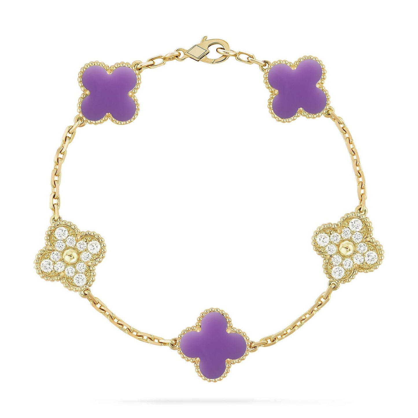 [✨Rose💎]CLOVER 5 MOTIF LIGHT PURPLE BRACELET COLLECTION