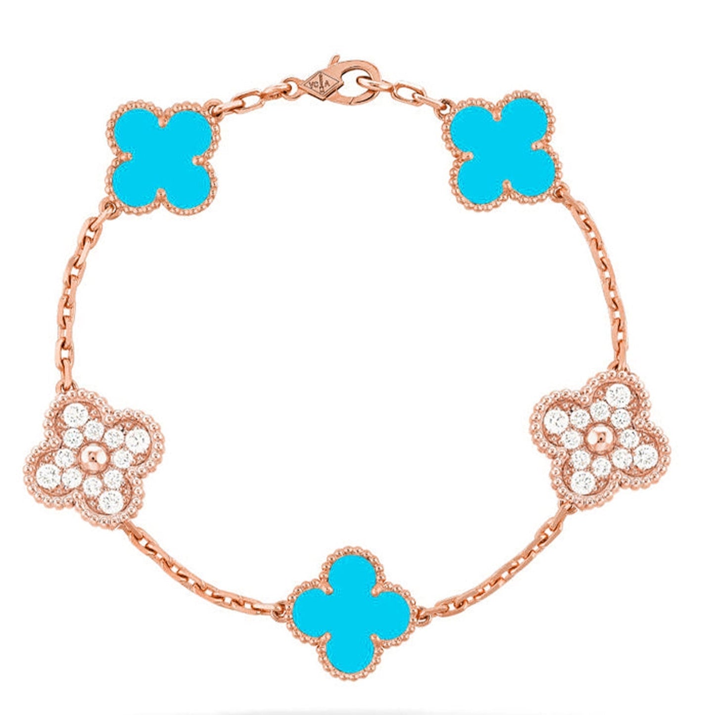 [✨Rose💎] CLOVER 5 MOTIF TURQUOISE BRACELET COLLECTION