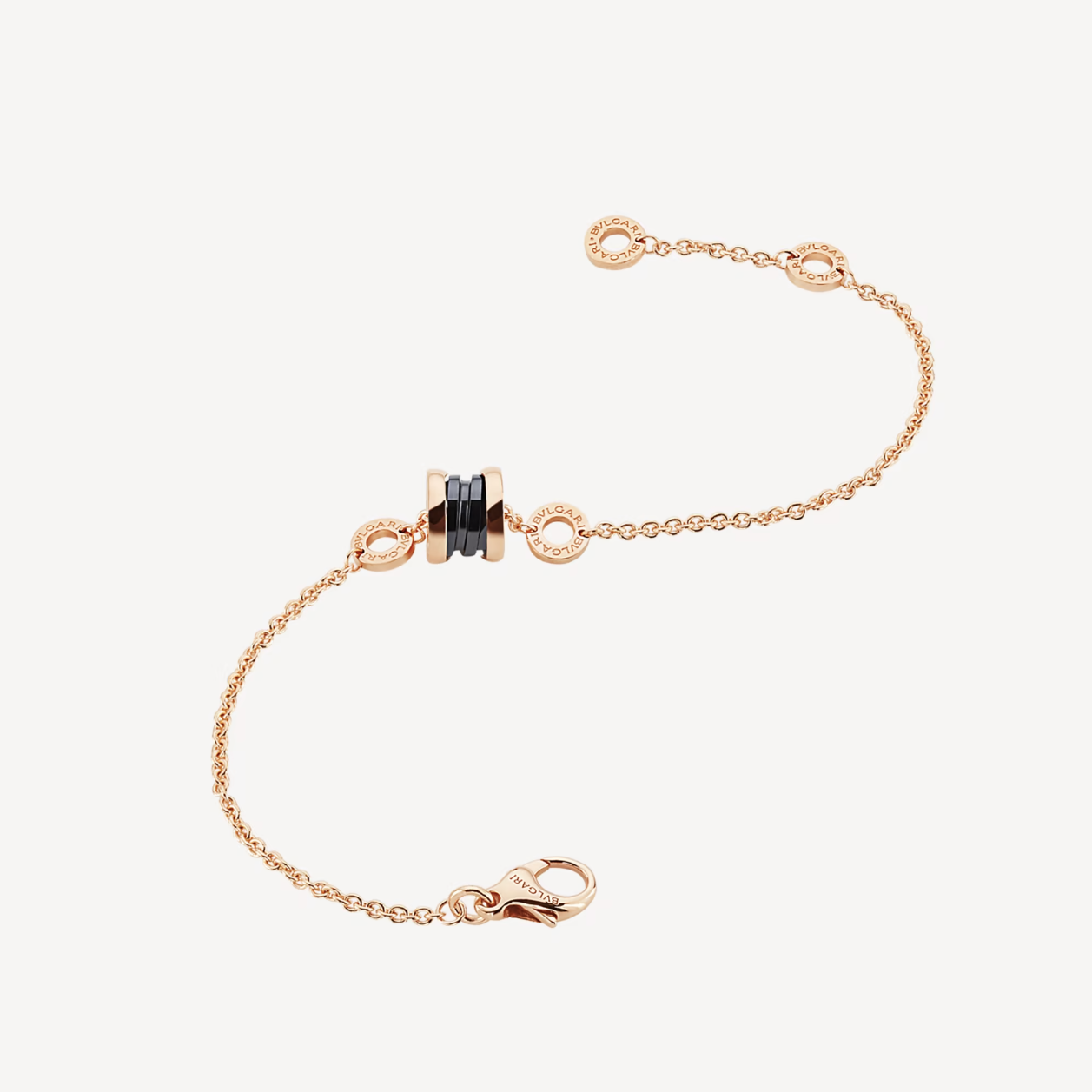 [✨Rose💎]BRACELET ZERO 1 EN OR ROSE DOUX ET CÉRAMIQUE NOIRE