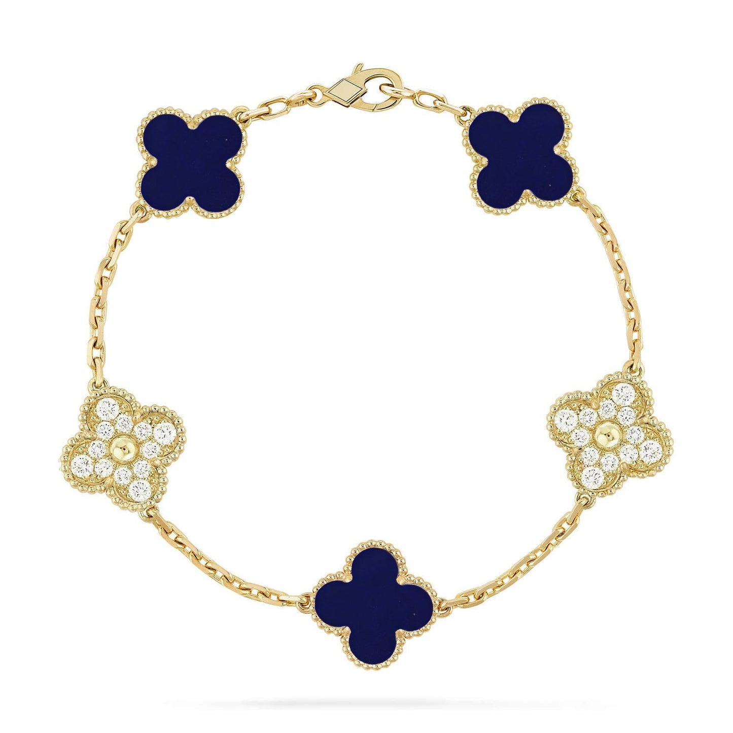 [✨Rose💎]CLOVER 5 MOTIF LAPIS LAZULI BRACELET COLLECTION