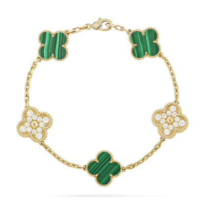 [✨Rose💎] CLOVER 5 MOTIF MALACHITE BRACELET COLLECTION