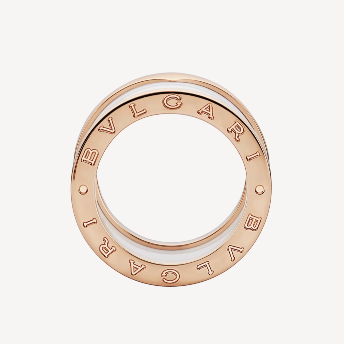 [✨Rose💎] ZERO 1 BAGUE EN OR ROSE À QUATRE BANDES ET SPIRALE EN CÉRAMIQUE BLANCHE