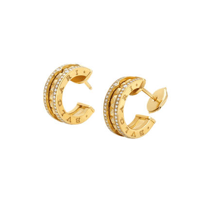 [✨Rose💎]ZERO 1 ROCK GOLD EARRINGS WITH STUDDED SPIRAL AND PAVED DIAMONDS
