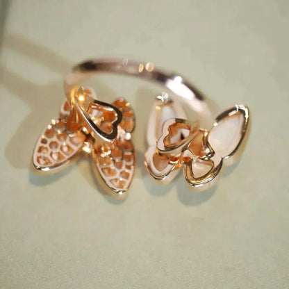 [✨Rose💎]BAGUE PAPILLON DOUBLE DIAMANT