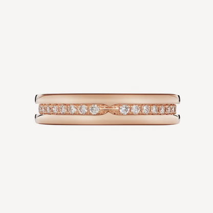 [✨Rose💎] ZERO 1 BAGUE EN SPIRALE AVEC DIAMANTS PAVÉS À UNE SEULE BANDE