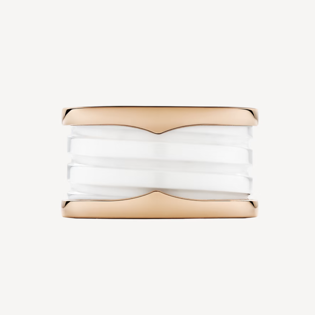[✨Rose💎] ZERO 1 BAGUE EN OR ROSE À QUATRE BANDES ET SPIRALE EN CÉRAMIQUE BLANCHE