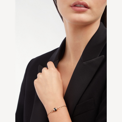 [✨Rose💎]BRACELET ZERO 1 EN OR ROSE DOUX ET CÉRAMIQUE NOIRE