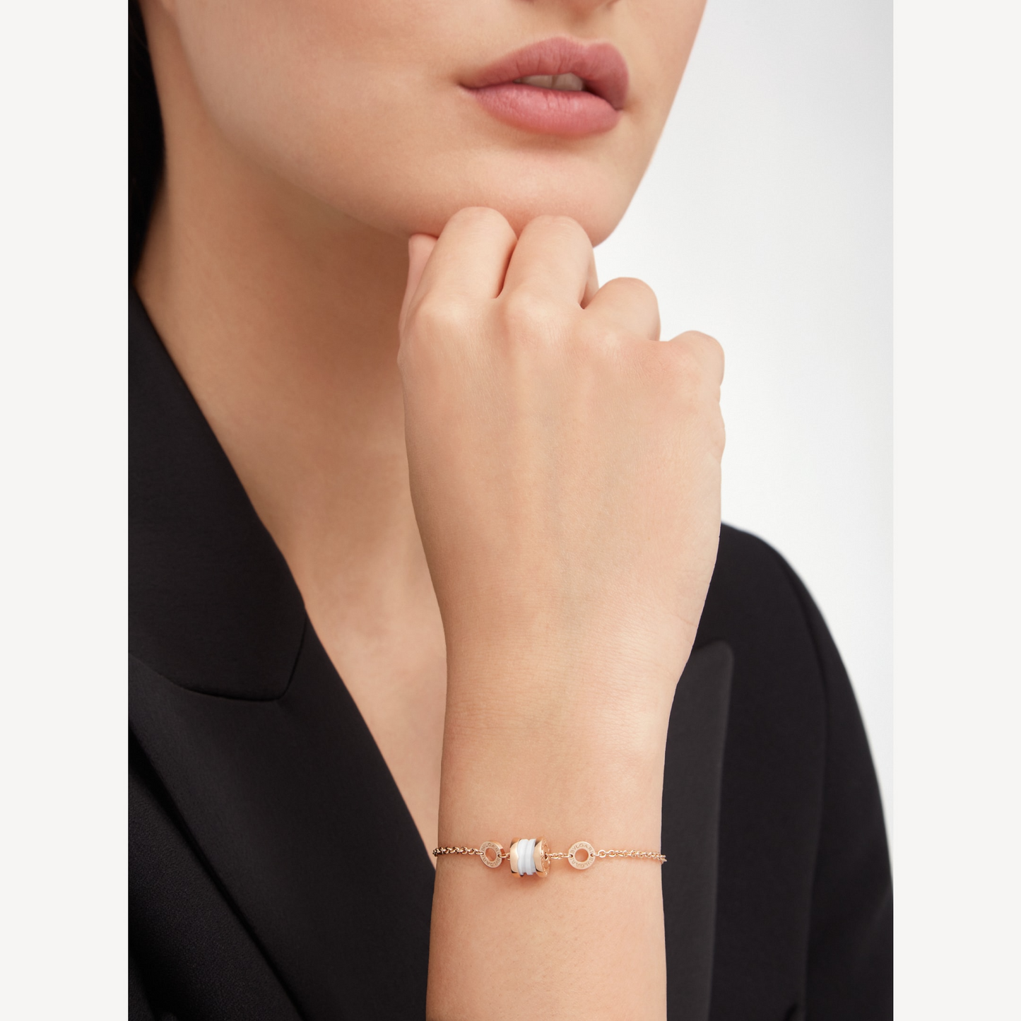[✨Rose💎]BRACELET ZERO 1 EN OR ROSE DOUX ET CÉRAMIQUE BLANCHE