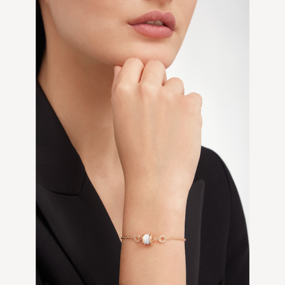 [✨Rose💎]BRACELET ZERO 1 EN OR ROSE DOUX ET CÉRAMIQUE BLANCHE