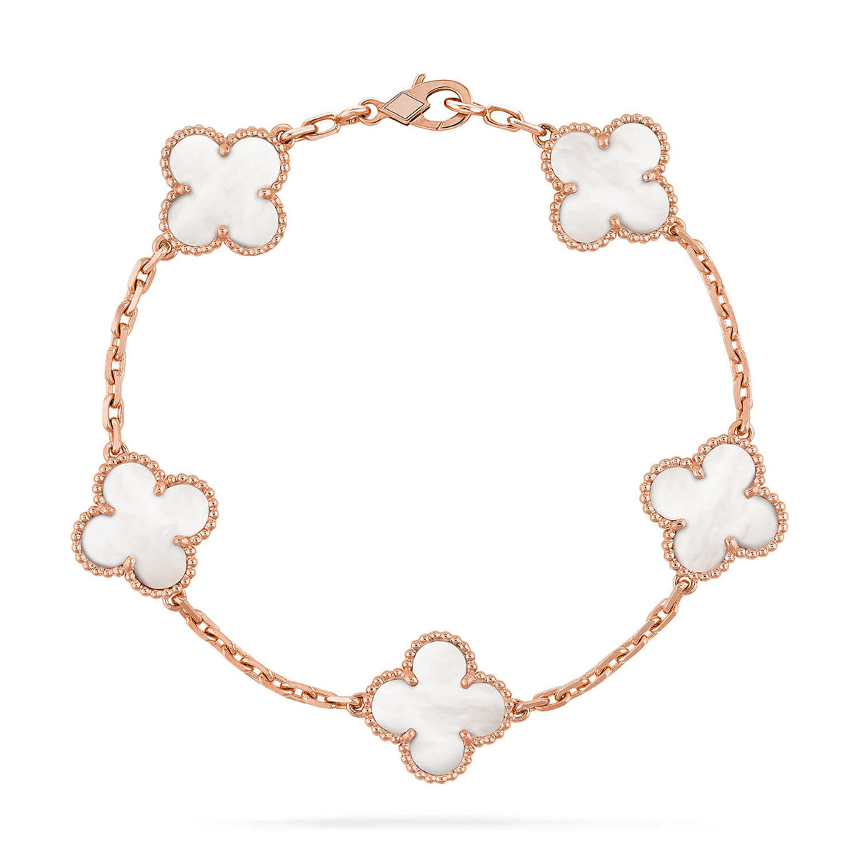 [✨Rose💎]CLOVER WHITE PEARL MOP 5 MOTIF BRACELET COLLECTION