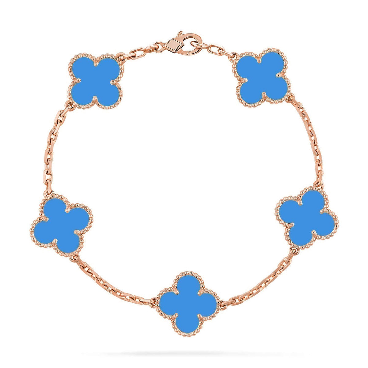 [✨Rose💎] CLOVER 5 MOTIF BLUE AGATE BRACELET COLLECTION