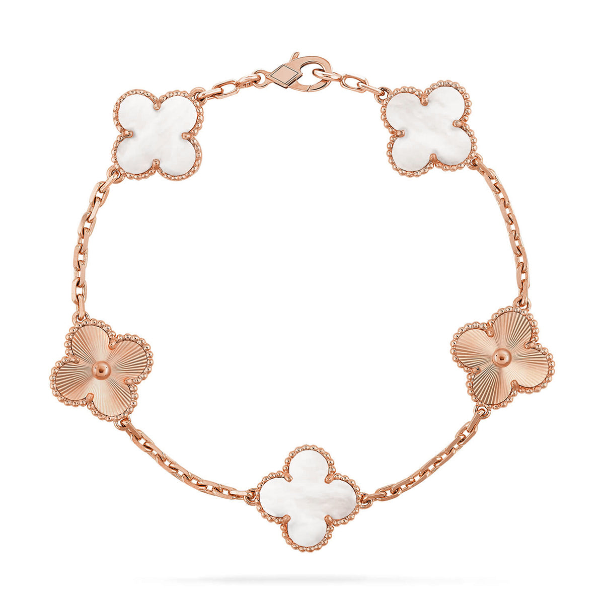 [✨Rose💎]CLOVER WHITE PEARL MOP 5 MOTIF BRACELET COLLECTION