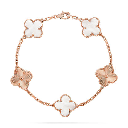 [✨Rose💎]CLOVER WHITE PEARL MOP 5 MOTIF BRACELET COLLECTION