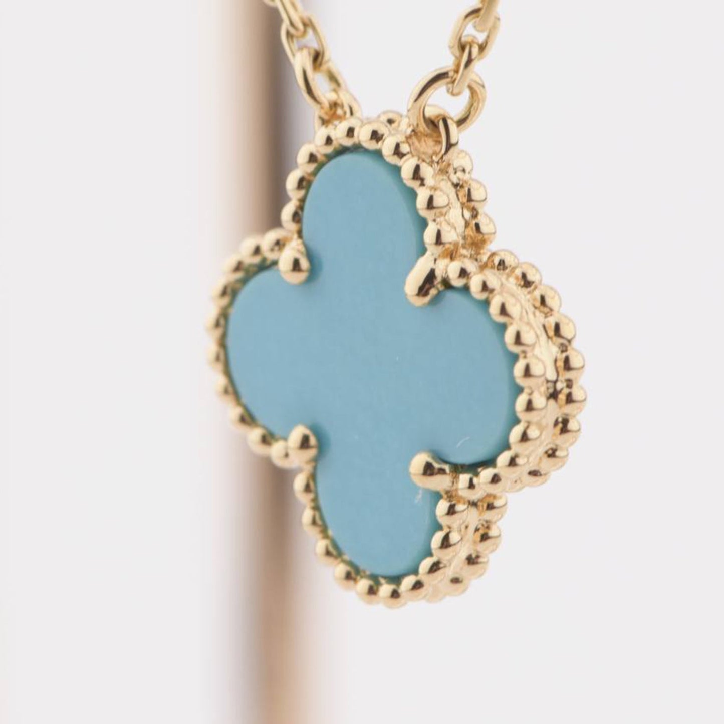[✨Rose💎] COLLIER TRÈFLE 15 MM TURQUOISE VINTAGE