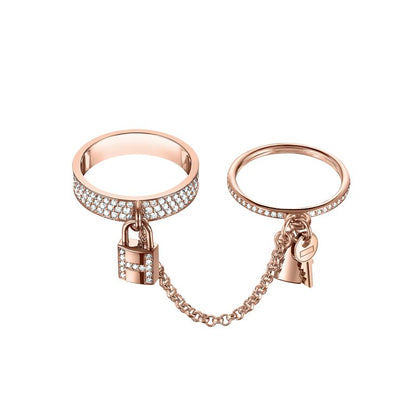 [✨Rose💎] BAGUE DOUBLE CLOCHETTE HM KELLY AVEC DIAMANTS