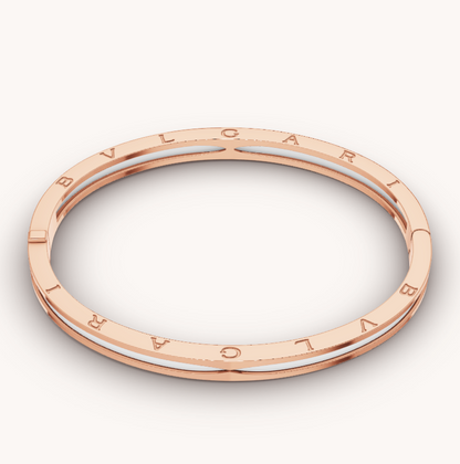 [✨Rose💎]BRACELET ZÉRO 1 EN OR ROSE AVEC CÉRAMIQUE BLANCHE