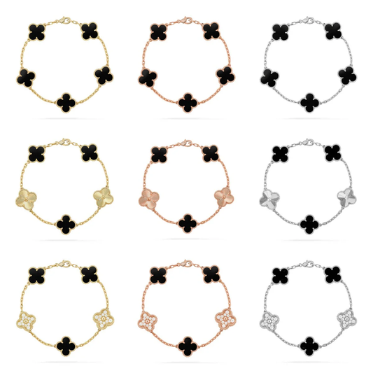 [✨Rose💎] CLOVER 5 MOTIF ONYXS BRACELET COLLECTION