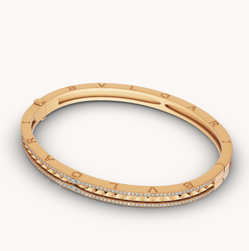 [✨Rose💎]BRACELET ZÉRO 1 SPIRALE ET PAVÉ DIAMANTS EN OR