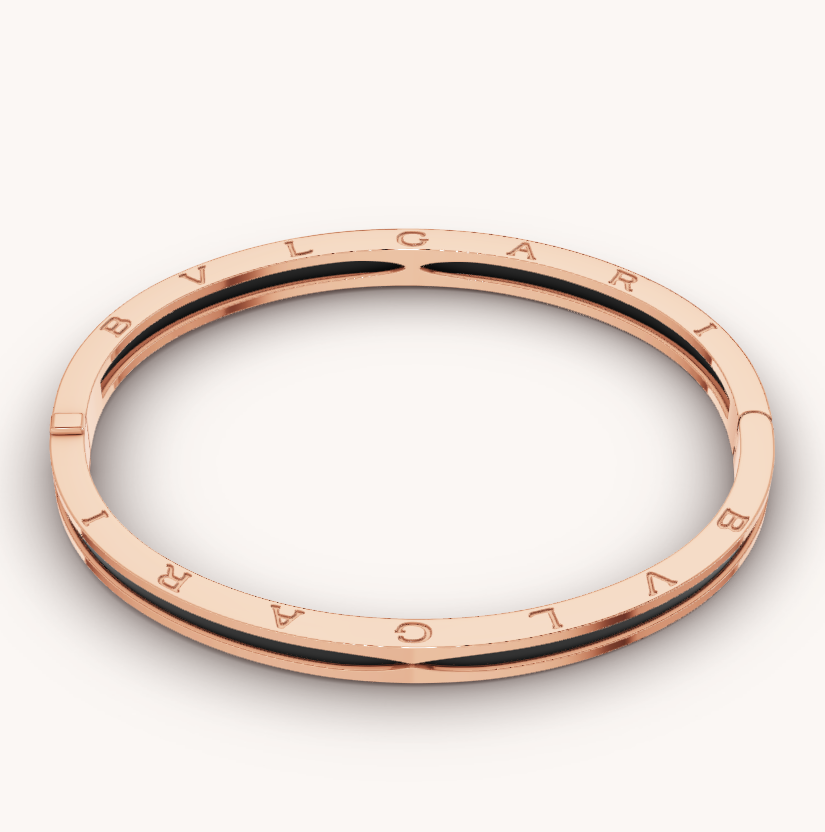 [✨Rose💎]BRACELET ZÉRO 1 EN OR ROSE AVEC CÉRAMIQUE NOIRE