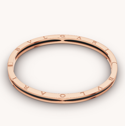 [✨Rose💎]BRACELET ZÉRO 1 EN OR ROSE AVEC CÉRAMIQUE NOIRE