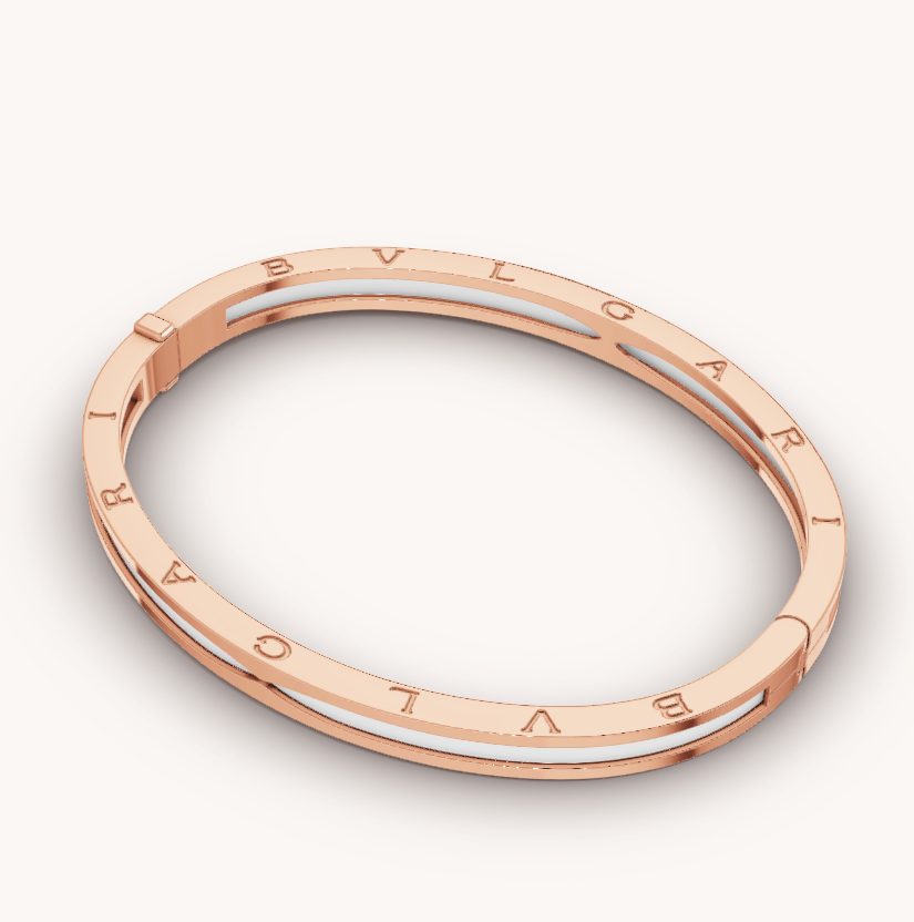 [✨Rose💎]BRACELET ZÉRO 1 EN OR ROSE AVEC CÉRAMIQUE BLANCHE