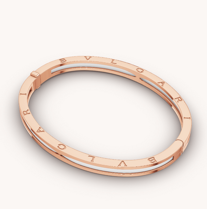 [✨Rose💎]BRACELET ZÉRO 1 EN OR ROSE AVEC CÉRAMIQUE BLANCHE