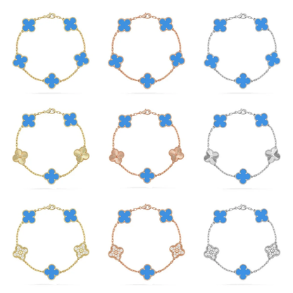 [✨Rose💎] CLOVER 5 MOTIF BLUE AGATE BRACELET COLLECTION