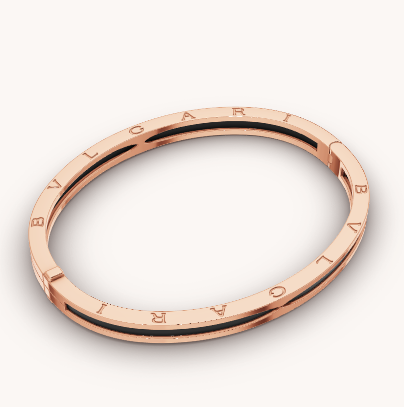 [✨Rose💎]BRACELET ZÉRO 1 EN OR ROSE AVEC CÉRAMIQUE NOIRE
