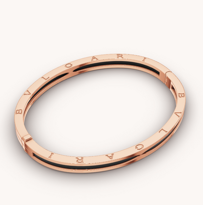 [✨Rose💎]BRACELET ZÉRO 1 EN OR ROSE AVEC CÉRAMIQUE NOIRE