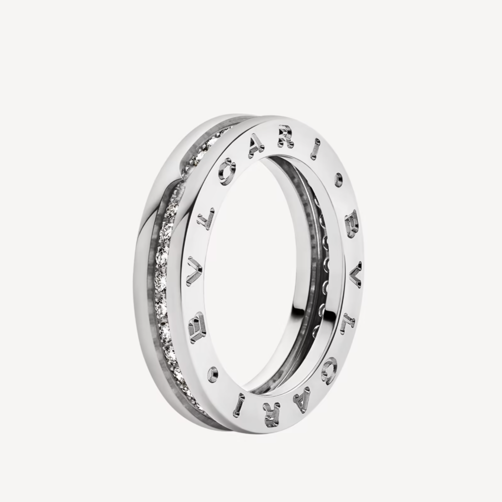 [✨Rose💎] ZERO 1 BAGUE EN SPIRALE AVEC DIAMANTS PAVÉS À UNE SEULE BANDE