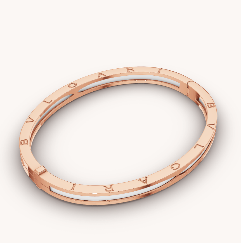 [✨Rose💎]BRACELET ZÉRO 1 EN OR ROSE AVEC CÉRAMIQUE BLANCHE