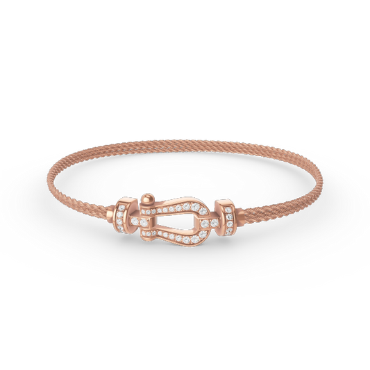 [✨Rose💎]BRACELET FORCE PETIT FER À CHEVAL EN CHAÎNE ET DIAMANT