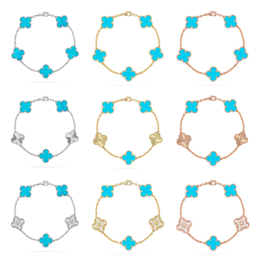 [✨Rose💎] CLOVER 5 MOTIF TURQUOISE BRACELET COLLECTION