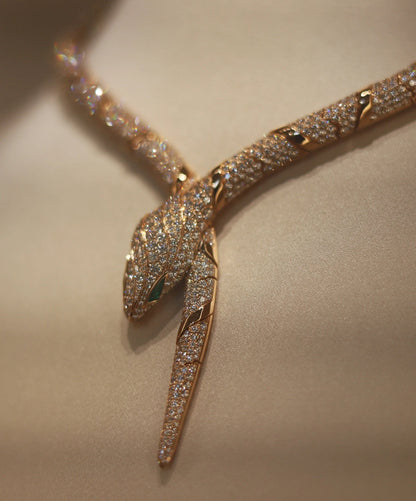 [✨Rose💎 ]HAUTE COUTURE GOLD SERPENTI NECKLACE
