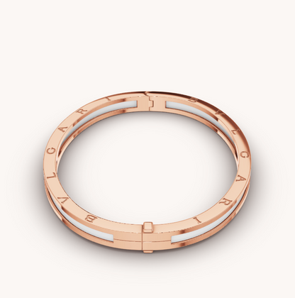 [✨Rose💎]BRACELET ZÉRO 1 EN OR ROSE AVEC CÉRAMIQUE BLANCHE