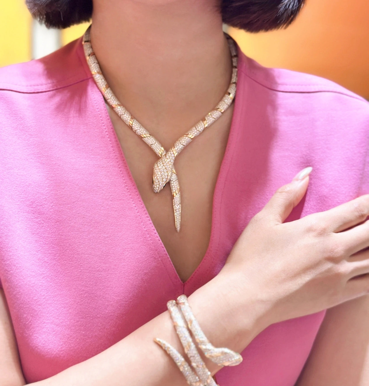[✨Rose💎 ]HAUTE COUTURE GOLD SERPENTI NECKLACE