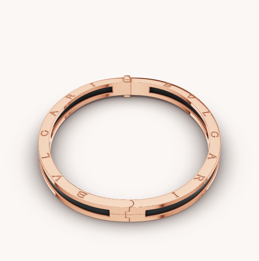 [✨Rose💎]BRACELET ZÉRO 1 EN OR ROSE AVEC CÉRAMIQUE NOIRE
