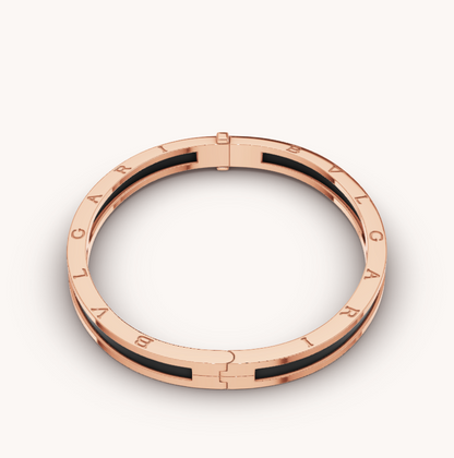 [✨Rose💎]BRACELET ZÉRO 1 EN OR ROSE AVEC CÉRAMIQUE NOIRE